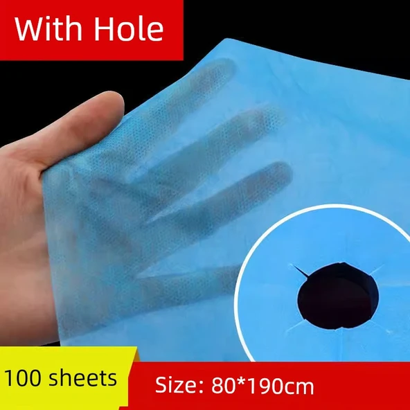 Delikli Tek Kullanımlık Yatak Örtüsü - 80*190cm Mavi - 100 Adet