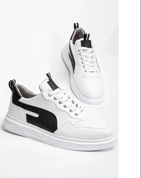 Erkek Beyaz Garantili Günlük Rahat Dikişli Hafif Taban Yürüyüş Garantili Spor Ayakkabı POMAS-5219 - Resim 5