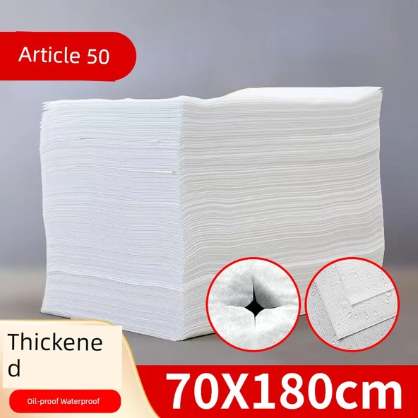 Delikli Su Geçirmez Kalınlaştırılmış Tek Kullanımlık Yatak Örtüsü - 70*180 Beyaz - 50 Adet