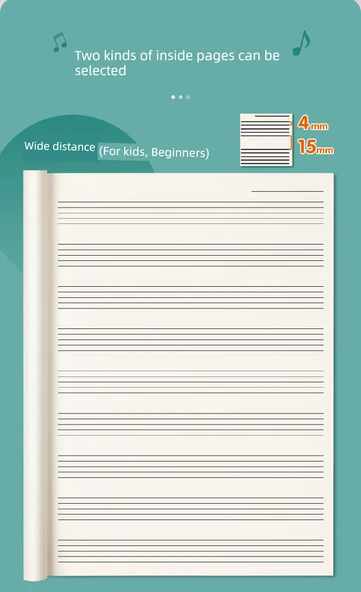 Müzik Notaları Defteri - Geniş Aralık - 2 Dana Derisi (72 Sayfa) - 8
