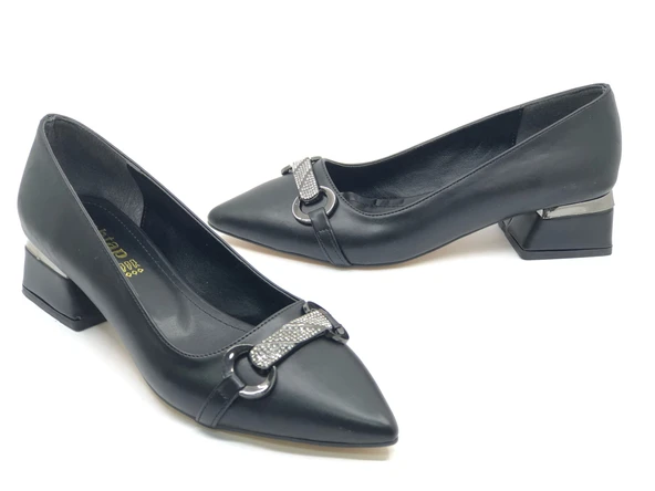 Mehtap Taş Toka Detaylı Kısa Topuklu Kadın Babet Ayakkabı - Resim 3