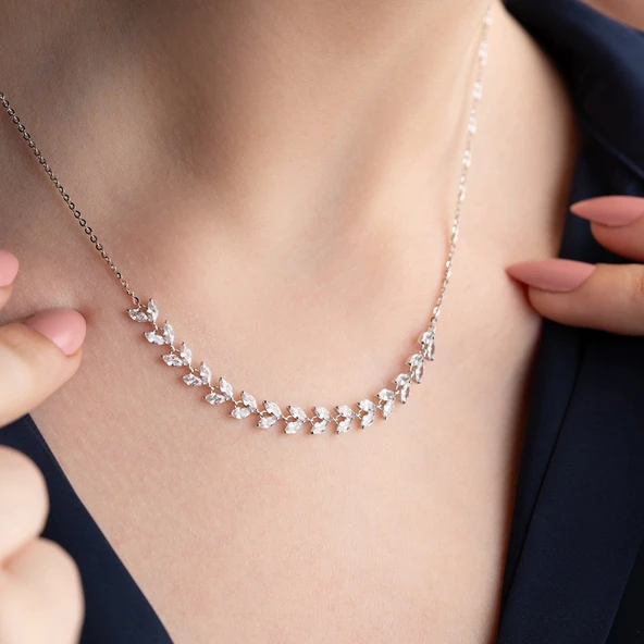 Vaoov 925 Ayar Gümüş Zeytin Dalı Kolye ürün görseli 1