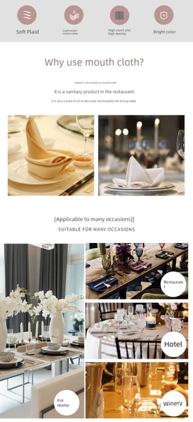 Jakarlı Otel Restoran Peçetesi 48x48cm Polyester - Gök Mavisi - Resim 8