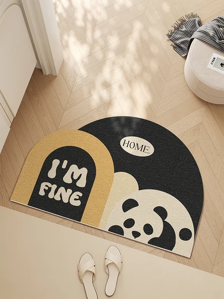 Çizgi Film Tarzı Ev Giriş Paspası - Kesilebilir Minimalist Panda 600mm × 900mm