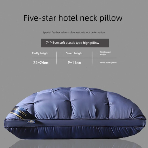 Otel Kalitesinde Uyku Yastığı - Mavi Yüksek Yastık (9-10cm)