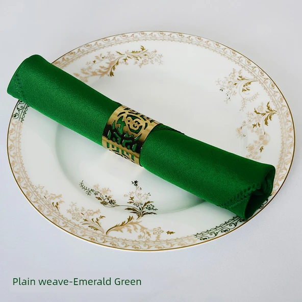 Jakarlı Otel Restoran Peçetesi 48x48cm Polyester - Zümrüt Yeşili