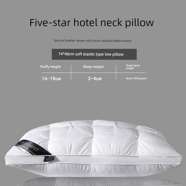 Otel Kalitesinde Uyku Yastığı - Beyaz Alçak Yastık (3cm)