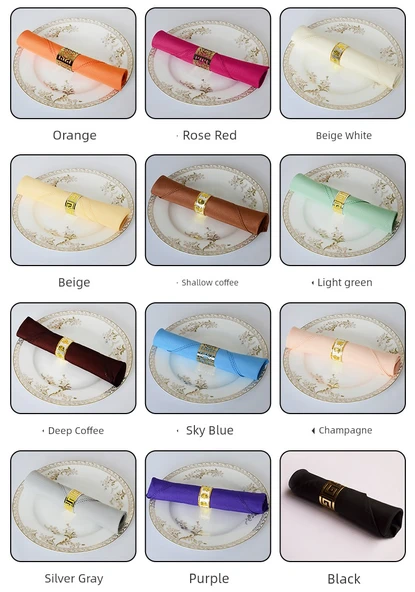 Jakarlı Otel Restoran Peçetesi 48x48cm Polyester - Gül Kırmızısı - Resim 11