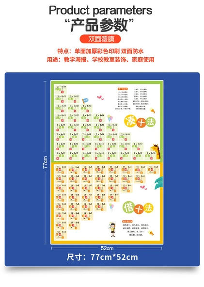 Çocuklar İçin Erken Eğitim Matematik ve Okuma Yazma Duvar Tablosu - 20 İçinde Büyük Toplama ve Çıkarma Tablosu - Resim 11
