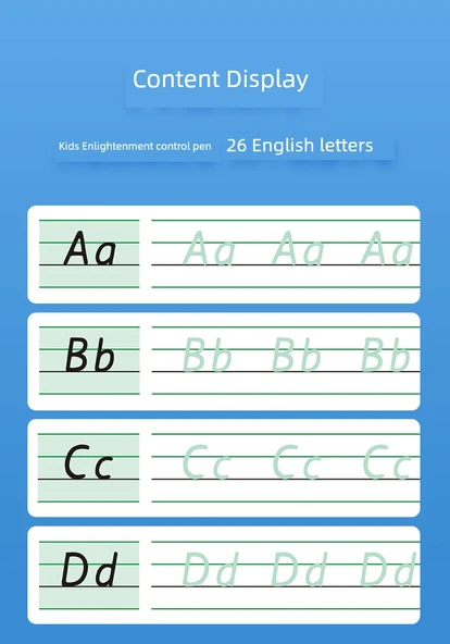 İngilizce Harf Alıştırma Defteri - İngilizce Alfabe Alıştırma Kağıdı 3 + Hengshui Vücut Oluk Defteri 3. Sınıf İkinci Cilt + Hat Takımı - 11
