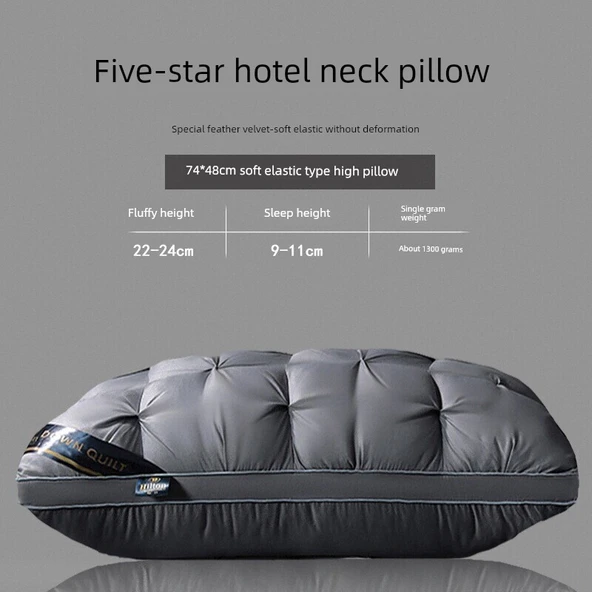Otel Kalitesinde Uyku Yastığı - Koyu Gri Yüksek Yastık (9-10cm)