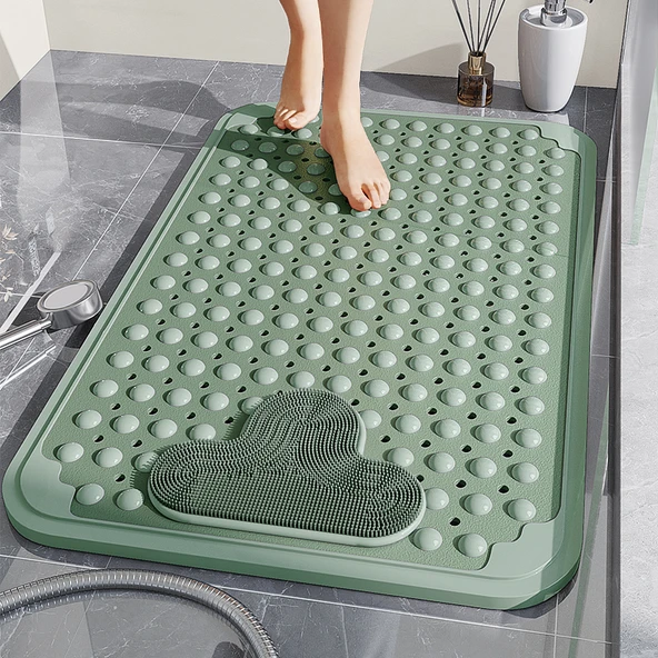 TPE Kaymaz Banyo Paspası - 80x120 - TPE Kuş Yeşili
