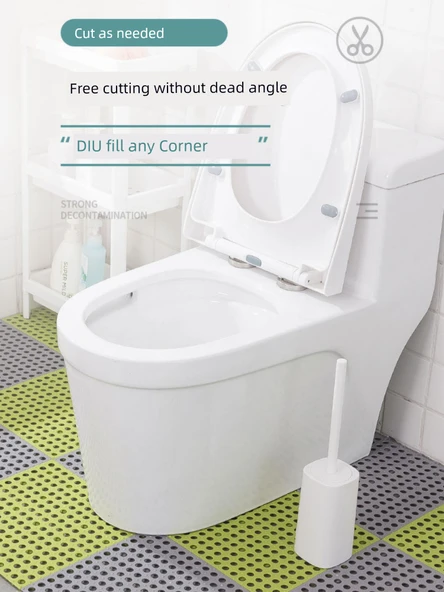 30x30cm TPE Kaymaz Banyo Paspası - Gri - Vantuzlu - 2 Adet - 3