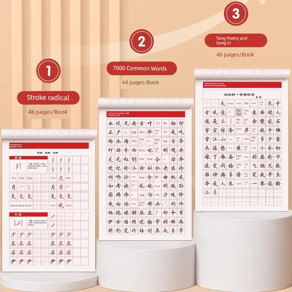 Hat Sanatı Alıştırma Kitabı - [Normal Yazı] 7000 Ortak Karakter + Normal Yazı Giriş Eğitimi (Kaligrafi Kalemi ile) - 2