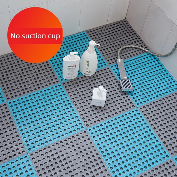 30x30cm TPE Kaymaz Banyo Paspası - Gri Mavi - Vantuzsuz - 2 Adet