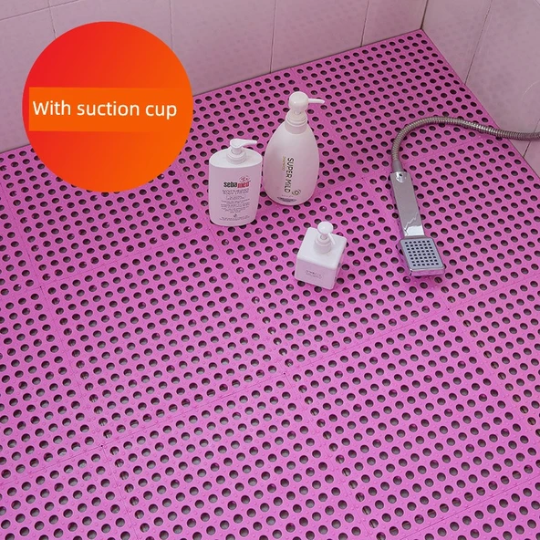 30x30cm TPE Kaymaz Banyo Paspası - Pembe - Vantuzlu