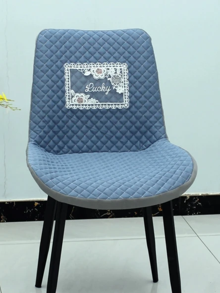 Nordik Stil Yemek Sandalyesi Kılıfı - Şanslı Mavi 22 - 5