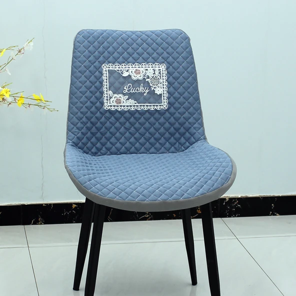 Nordik Stil Yemek Sandalyesi Kılıfı - Şanslı Mavi 22