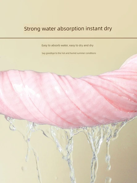 Pamuklu Müslin Hızlı Kuruyan Banyo Havlusu Hediye Seti - Pembe (Banyo Havlusu + 2 Havlu) - 5