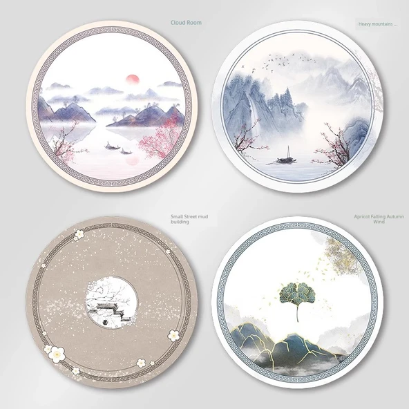 18cm Isıya Dayanıklı Bardak Altlığı - Mürekkep Dumanı Kar Desenli - 4'lü Set