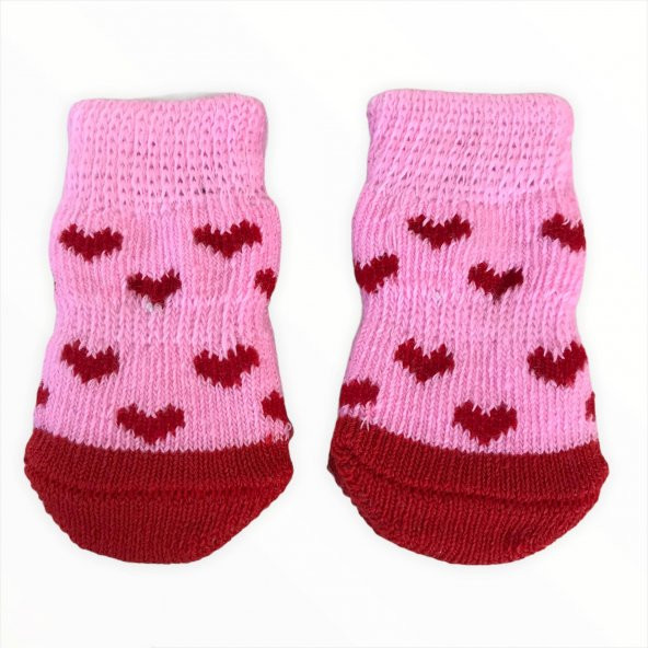 Pink Red Hearts Köpek Çorabı