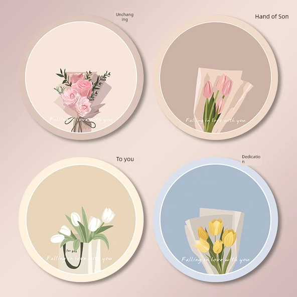 18cm Isıya Dayanıklı Bardak Altlığı - Çiçek Dili Desenli - 4'lü Set