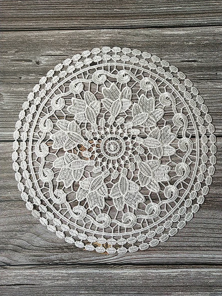 Dantel Masa Servis Altlığı - Beyaz - 30cm Çap