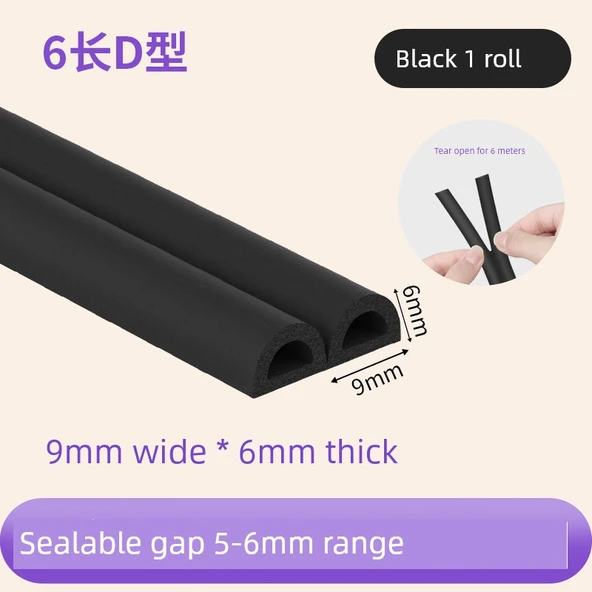 Toz Geçirmez Kaymaz Temperli Cam Masa Matı - Siyah D Tipi 9mm x 6m x 6mm