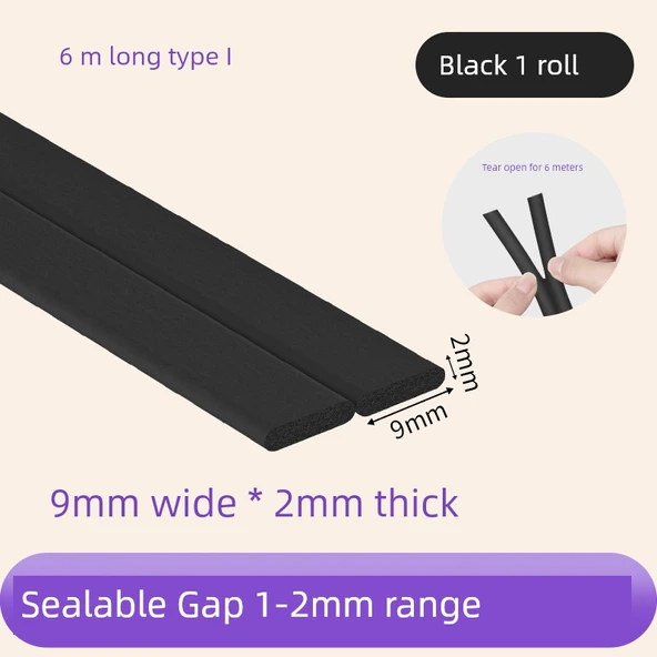 Toz Geçirmez Kaymaz Temperli Cam Masa Matı - Siyah I Tipi 9mm x 6m x 2mm