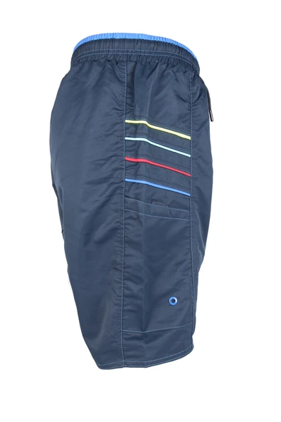 Erkek Deniz Şortu 2 Adet Fermuar Cepli Pamuklu Su Yitici Astarlı Lacivert K-195 - 2