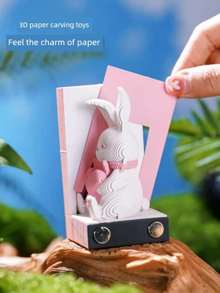 3D Kağıt Oyma Not Takvimi - Panda Çiçek Takvimi Kutulu - Resim 5