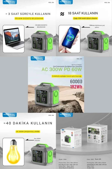 300 Watt Güç İstasyonu 30 Watt 12 Volt 5 Amper Güneş Paneli Tam Uyumlu İkili Set - 5