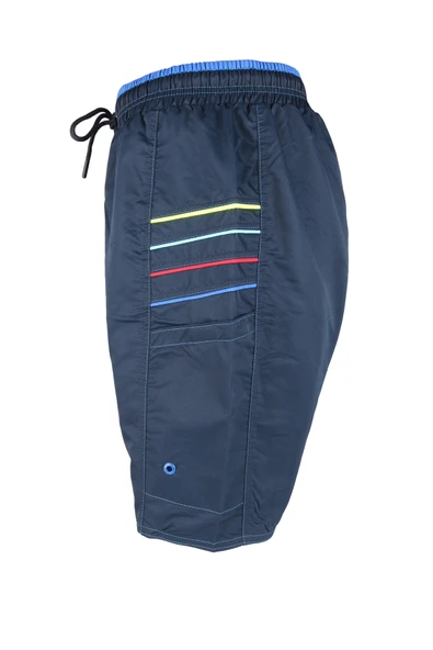 Erkek Deniz Şortu 2 Adet Fermuar Cepli Pamuklu Su Yitici Astarlı Lacivert K-195 - 3