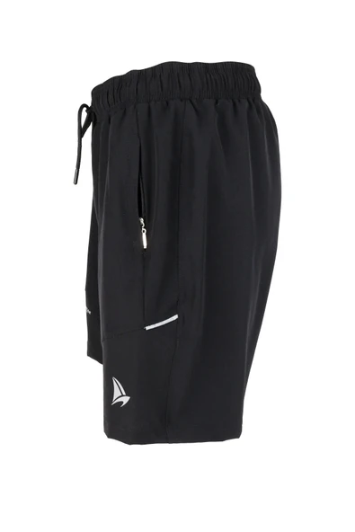 Erkek Deniz Şortu 2 Adet Fermuar Cepli Pamuklu Su Yitici Astarlı Siyah BS-229 - Resim 3