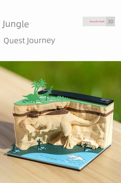 3D Kağıt Oyma Not Takvimi - Panda Çiçek Takvimi Kutulu - Resim 10