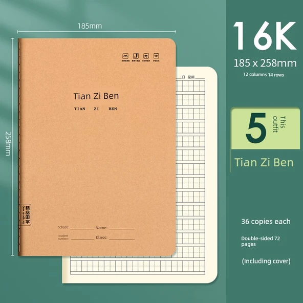 16K Karakter Alıştırma Kitabı - Tian Zi Ben [5 Kitap]