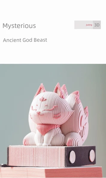 3D Kağıt Oyma Not Takvimi - Panda Çiçek Takvimi Kutulu - Resim 9