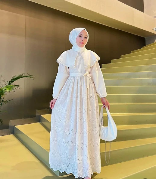 25Y1421 ELBİSE FİSTO KUMAŞ BEBE YAKA