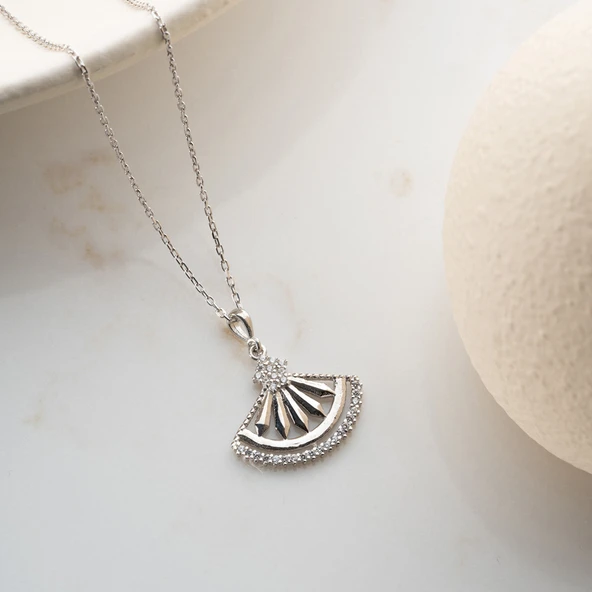 Vaoov 925 Ayar Gümüş Yelpaze Kolye - Resim 2