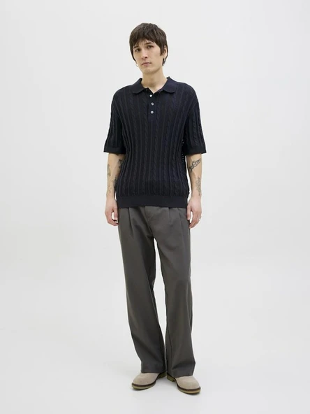 Jack Jones Lamason Knıt Oversize Fit Triko Polo Yaka Erkek Tişört 12277518 - 4