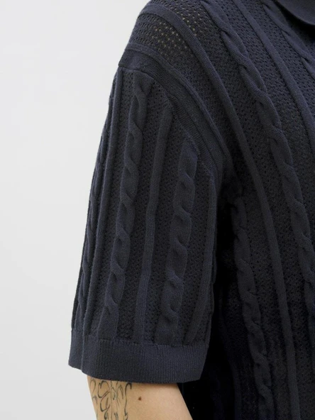 Jack Jones Lamason Knıt Oversize Fit Triko Polo Yaka Erkek Tişört 12277518 - 7