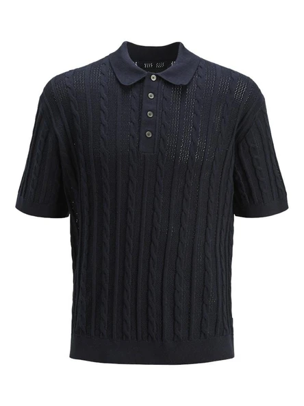 Jack Jones Lamason Knıt Oversize Fit Triko Polo Yaka Erkek Tişört 12277518 - 1