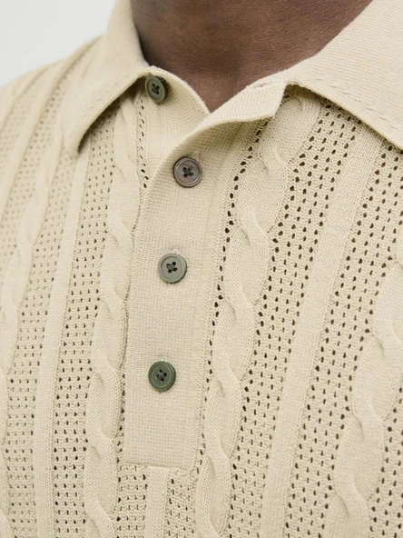 Jack Jones Lamason Knıt Oversize Fit Triko Polo Yaka Erkek Tişört 12277518 - 7