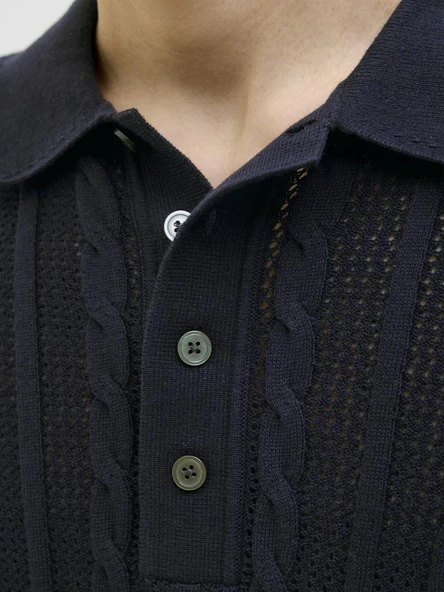 Jack Jones Lamason Knıt Oversize Fit Triko Polo Yaka Erkek Tişört 12277518 - 6