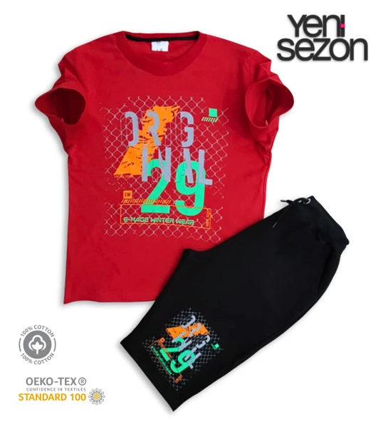 Triliya Pamuklu Unisex Çocuk Kapri Takımı (Cepli & Kordonlu, 3-12 Yaş) TRL-36