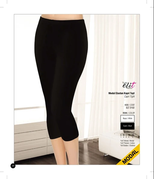 Tutku Elit Bayan Modal Elastan Dizaltı Kapri Tayt 2102 - 5