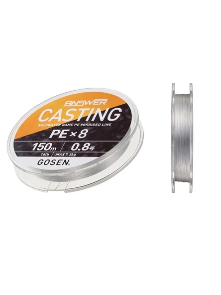 Gosen Answer Casting PE 8 Örgü İp Misina 150mt Fine Silver Color