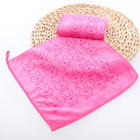 Mutfak Temizlik Bezi - Tavşan Desenli Pembe - 30x30cm - 10'lu Paket