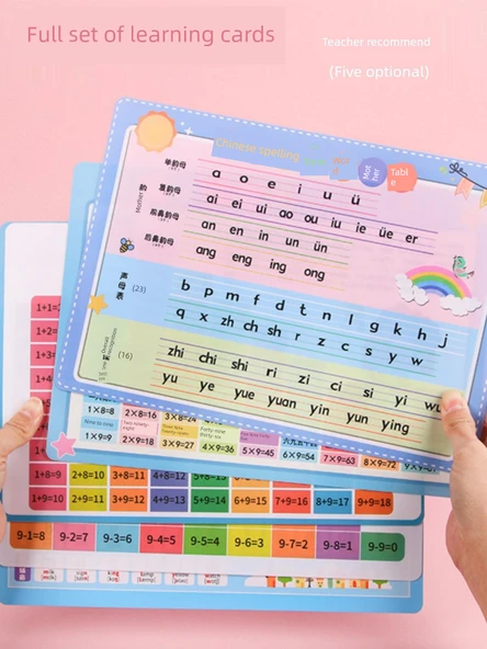 Çocuklar için Matematik ve Pinyin Flash Kartları - Çarpım Tablosu + Çıkarma Tablosu + Toplama Tablosu + Çince Pinyin Alfabesi Tablosu - 2