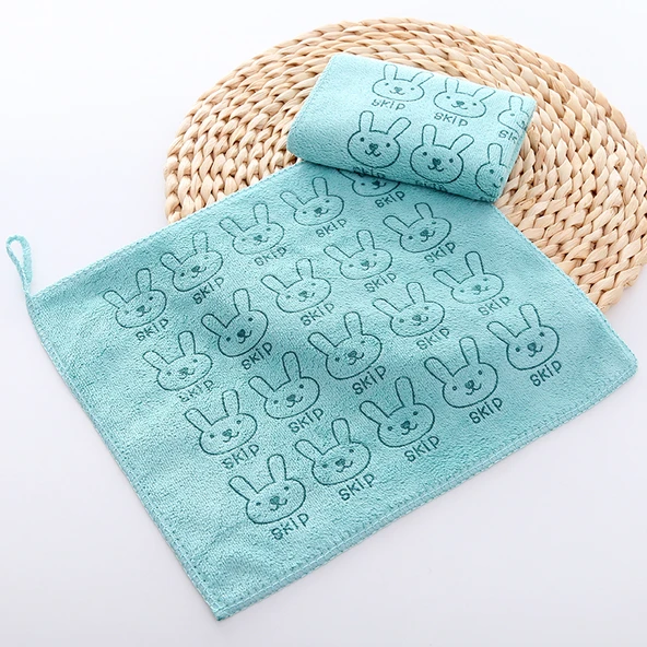 Mutfak Temizlik Bezi - Tavşan Desenli Açık Mavi - 30x30cm - 10'lu Paket